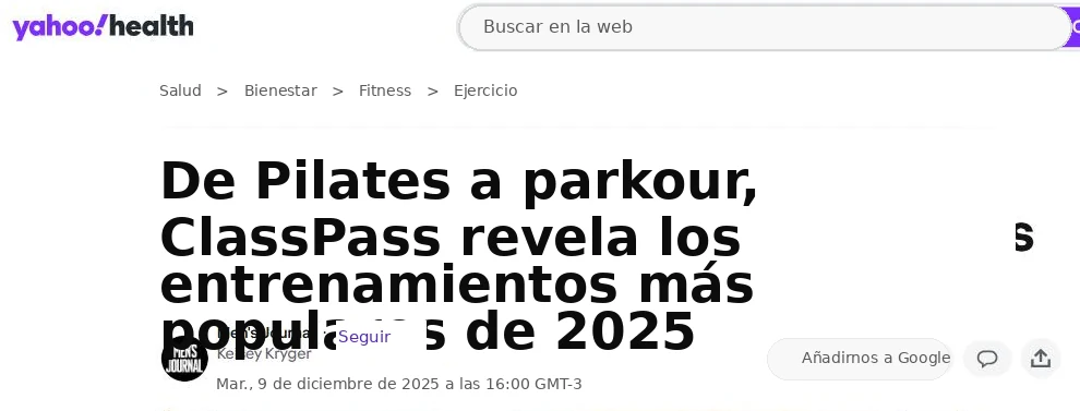 Titular de Yahoo Health: ClassPass Reports the Most Popular Workouts of 2025